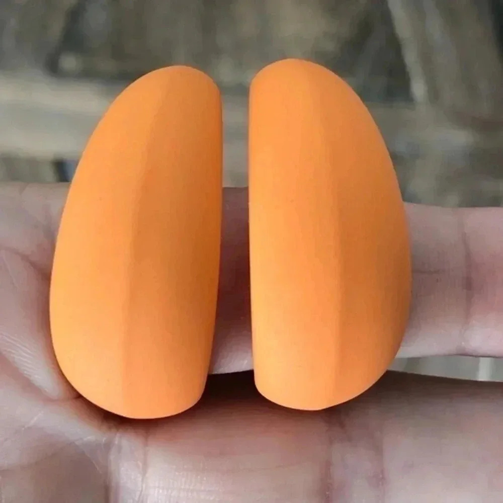 Neon Orange Large Silicone & Stainless Steel Retro Hoop Earrings NWT